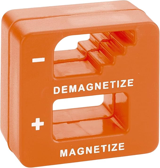 Demagnetizer and Magnetizer - Orange - for Screwdrivers Tips, Bits, and Small Tools, Large or Big Screws, Drills, Drill Bits, Sockets, Nuts, Bolts, Nails and Precision Construction Tools
