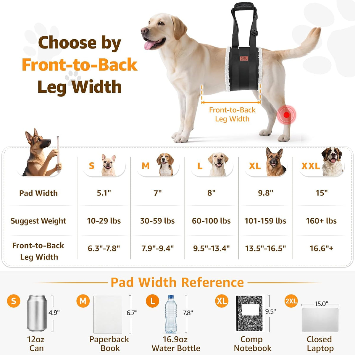 Adjustable Dog Lift Harness Dog Sling for Large Dogs Hind Leg Support Soft Lift Support and Rehab Harness for Weak Rear Legs, Helps Senior, Injured, Disabled and After ACL Surgery Dogs Large