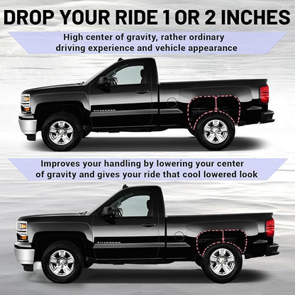2" Rear Drop Lowering Shackle Suspension Kit Compatible with Chevy and Gmc C1500 C2500 1988-1998, Silverado Sierra 1500 1988-2019, Replaces  410520