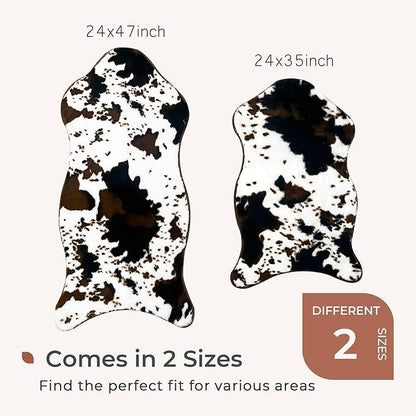 Coffee and White Cow Cute Bath mat,Faux Rabbit Fur Non-Slip Shaggy Water Absorbent Microfiber Soft Fluffy Bathroom Rugs,Washable for Home Decor Living Room Soft Plush Rug 23.6x35.4 inch