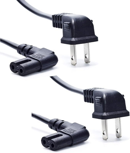 Ancable - Right angle TV power cable, pack of 2 units of 6 feet 18 AWG 90 degrees in angle of 2 L-shaped slots C7 for Samsung Philips, Toshiba, LG, Sony, Sharp,