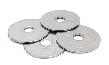 516" x 1-12" Stainless Fender Washer, (100 Pack), 18-8 (304) Stainless Steel Flat Washer, 0.344" ID x 1.5" OD x 0.050" Thick, Plain Finish Metal Washer by Bolt Dropper