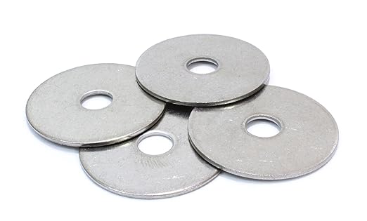516" x 1-12" Stainless Fender Washer, (100 Pack), 18-8 (304) Stainless Steel Flat Washer, 0.344" ID x 1.5" OD x 0.050" Thick, Plain Finish Metal Washer by Bolt Dropper