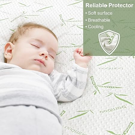 Queen Rayon made from Bamboo Waterproof Mattress Pad Cover, Soft Breathable Cooling Mattress Pad Cover, Waterproof Mattress Protector Stretches up to 21 Deep Pocket Tightly Fitted Mattress Protection