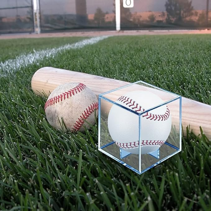 Baseball Display Case 1 Pack, UV Protected Sport Collectibles Baseball Holder Acrylic Cube Memorabilia Display Box, Official Baseball Autograph Display Case for Official Size Baseball