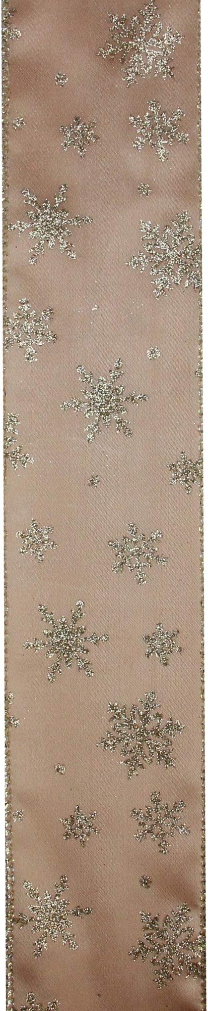 Northlight Gold Snowflakes Christmas Wired Craft Ribbon 2.5" x 10 Yards