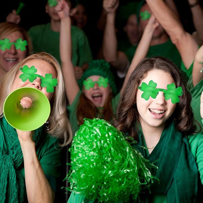 St Patricks Day Green Shamrock Glasses 6 PCS, Irish Four Leaf Clover Universal Fit Sunglasses Party Favor Supplies Accessories, Saint Patricks Gifts Decorations Photo Props for Parade Outfits Costume