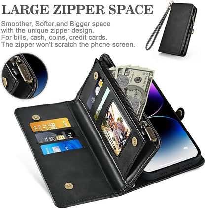 Wallet Case for Samsung Galaxy A51 4G with Detachable Magnetic Phone Case, Wrist Strap Shoulder Strap, Retro PU Leather Flip Stand Cell Phone Cover for A 51 M40S 51A A515F S51 Women Men Black