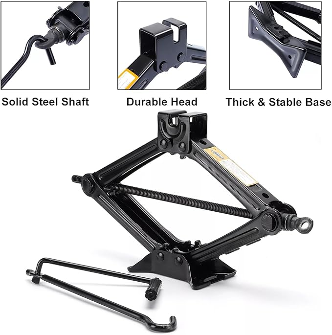 Ikaufen Car Jack Kit Scissor Jack for Car 2 Ton (4400 lbs) Tire Jack Tool Kit Universal Car Emergency Kit with Lug Wrench Tire Changing Kit for Car SUV MPV