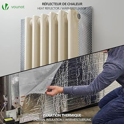 Insulation Roll Radiator Foil 24in x 10ft, Double Aluminum Bubble Heat Thermal Reflector Panels