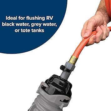 Camco Rhino 25Ft Clean-Out Camper & RV Black Water Hose - Features a Heavy-Duty PVC Design & Bright Orange Color - Clean-Out Camper Black Water, Grey Water or Tote Tanks - 5/8 Inside Diameter (22990)