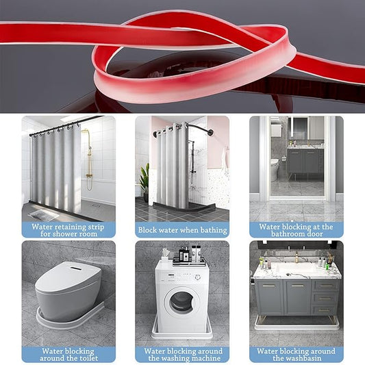 NBEADS 78 Inch Silicon Water Guard, Silicone Shower Threshold Waterproof Barrier, Water Stopper Blocking Strip Corner Water Retaining Dam Strip for Bathroom Shower Kitchen Countertop