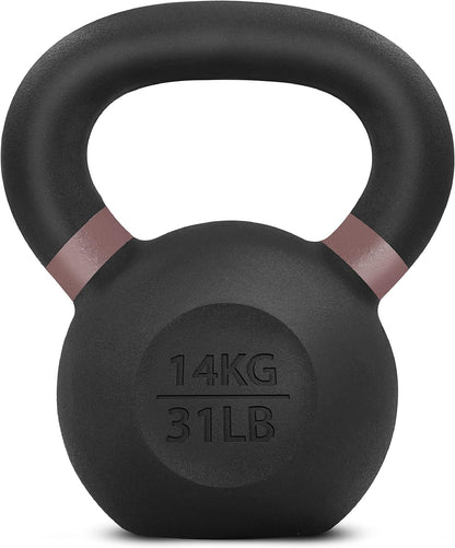Yes4All Powder Coated Cast Iron Kettlebell Strength Training Kettlebells Weight Set for Full Body Workout, Home Gym