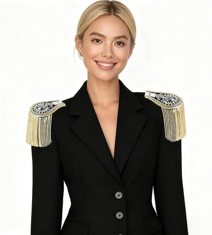 ??Gobelieve Pair of Tassel Shoulder Epaulets, Metal Decor Accessories, DIY Performance Costume Pieces, Suit Dress Uniform Embroidered Patches?