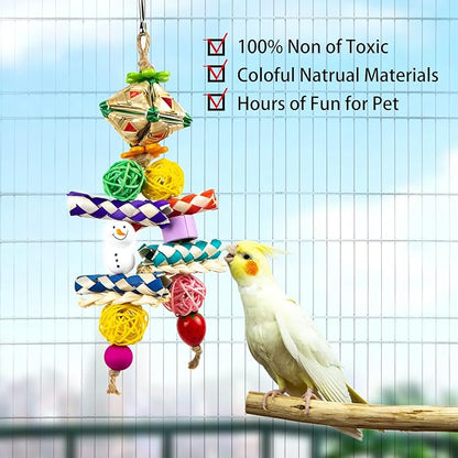 Parrots Shredding Toys Parakeet Chewing Toys Loofah Toys Parrot Cage Shredder Toys Bird Foraging Hanging Toys Bird Accessories for Parrots Lovebird Cockatiel Conure African Grey