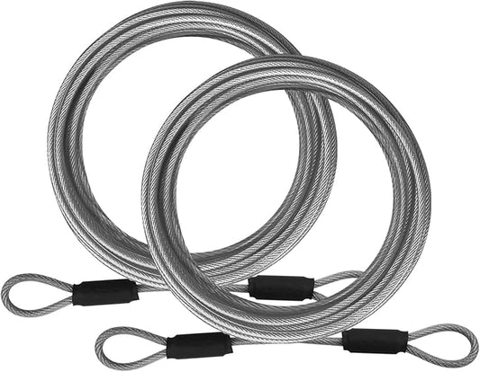 1/8inch Stainless Steel Security Cable 4/6/10/15FT Luggage Lock Safety Cable Wire Flexible Steel Cable Security Wire Rope with Double Loop (2 Pack)