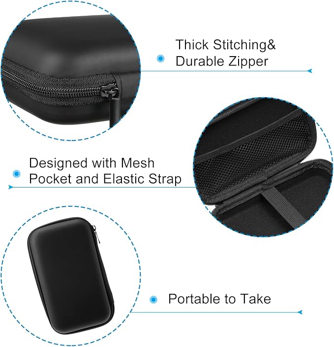 PATIKIL 6.69x3.54 Electronic Organizer Case, 1Pcs EVA Hard Waterproof Rectangle Travel Carrying Case with Zipper for Digital Multimeter, Camera, Charger Cord, Earphone, Black