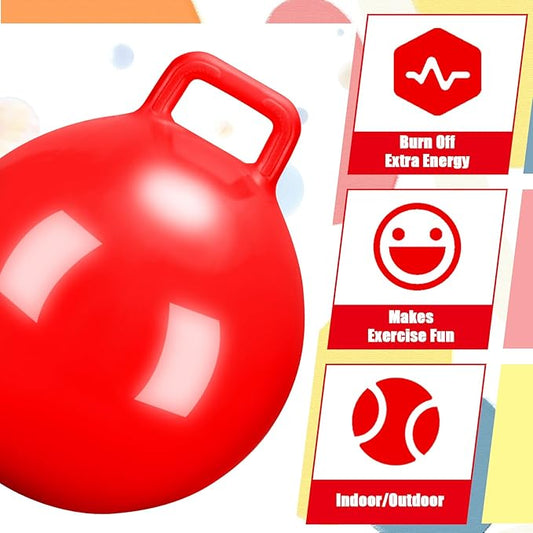 Kids Bouncy Hopper Ball with Handle Jumping Hopping Exercise Balls for Toddlers Boys Girls Indoor Outdoors Sports School Games Exercise Gifts(18 Inch,Red)