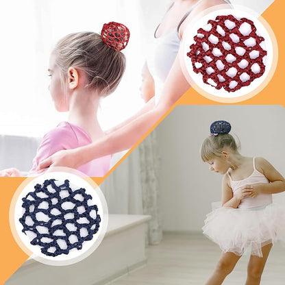 12 Pcs Bun Cover Crochet Bun Cover for Hair Stretchy Hair Bun Covers for Women 6 Colors Edge Mesh Hair Bun Cover for Dancer Skater Bank Clerk