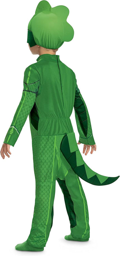 Disguise Gekko Costume for Kids, Official PJ Masks Megasuit Costume Jumpsuit and Mask, Toddler Size Small (2T)