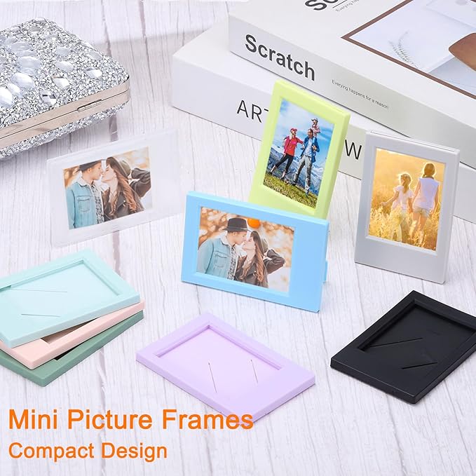 uxcell 5 Pcs Mini Picture Frames 2.4 x 3.6 Inch Rectangle Small Picture Photo Frame Holder for Tabletop Display Photos Paintings Landscape Posters Artwork, Multicolor