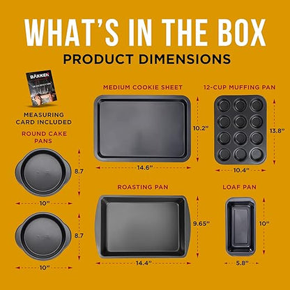 Baking Set  6 Piece  Deluxe Non Stick Black Coating Inside and Outside  Carbon Steel Bakeware Set  PFOA PFOS and PTFE Free by Bakken