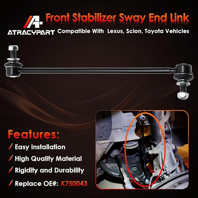 Sway Bar End Link Front Stabilizer Bar Link Compatible With 2010-2019 Lexus CT200h HS250h NX200t NX300h, 2008-2016 Scion iM tC xB, 2006-2018 Toyota Corolla iM Prius RAV4, 2pc K750043
