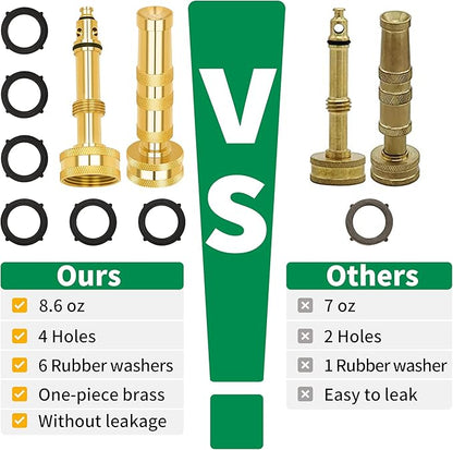 AUTOMAN Brass Hose Nozzle  High Pressure Jet Nozzles 3 Pack, Heavy Duty Sprayer for Garden Hoses, Adjustable Spray Gun,Solid Twist Water Hose Nozzle for Patio, Lawn, Car Wash, Extra 10 Rubber Washers