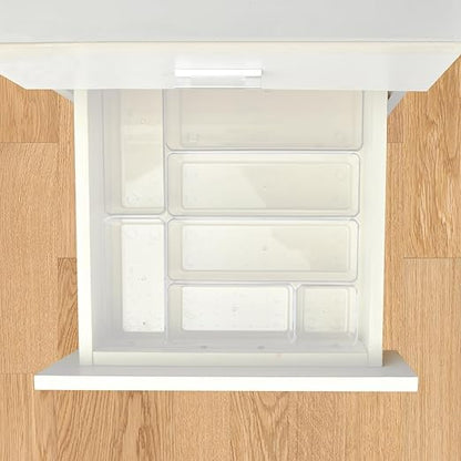 Drawer Organizers Set of 15, 4 Sizes Clear Plastic Drawer Organizers and Storage Bins for Kitchen, Bathroom, Office, Dresser Desk Drawer Organizer Tray for Jewelry, Makeup, Junk, Gadgets