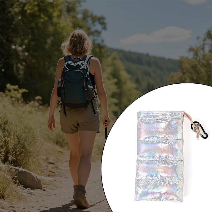 Lyreh Thermal Phone Case, 7.48x4.13in Down Cotton Thermal Warm Cellphone Pouch with Drawstring and Carabiner Clip Outdoor Phone Cover Bags Accessory for Overheating Cooling Sun Protection