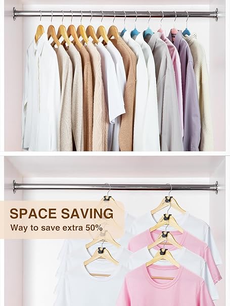 Smartor Clothes Hanger Connector Hooks 30 Pack, Closet Storage and Organization as Hangers Space Saving, Hanger Add on Hook as Closet Organizer, Stacking Hangers, Cascading Space Saver, Black