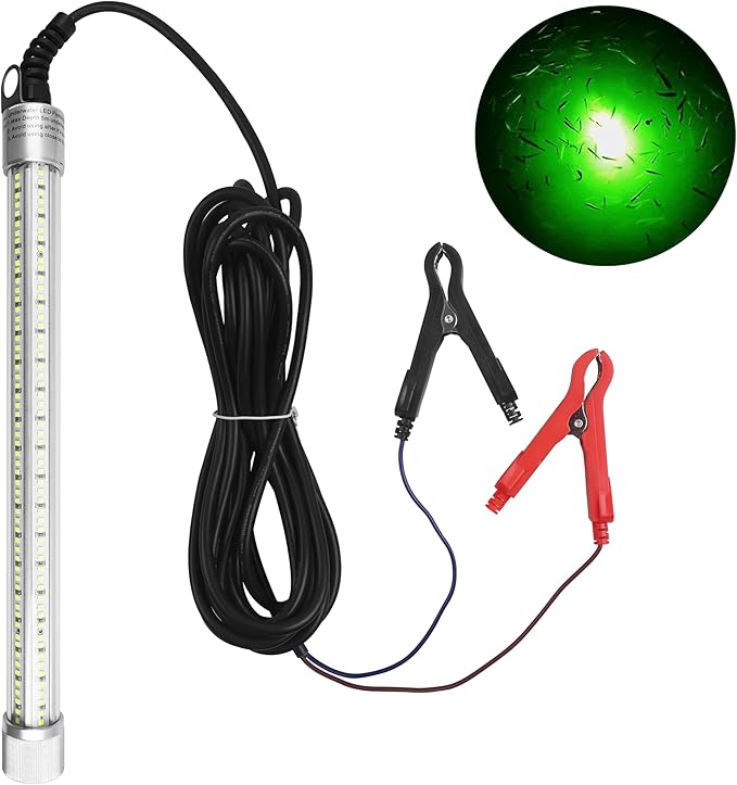 SILANON Underwater Fishing Light Super Bright 40000 Lumens 12V 80W LED Submersible Fishing Light Green Night Fish Attracting Light Waterproof Bait Finder Attractants Boat Lamp for Snook Crappie