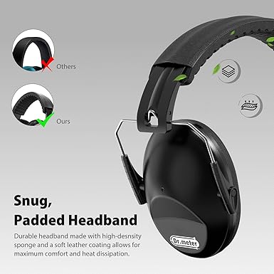 Dr.meter Noise Cancelling Ear Muffs: EM100 SNR27.4 Ear Muffs for Noise Reduction - Kids Noise Cancelling Headphones with Adjustable Headband for Monster Truck Autism Sensory Mowing Firework-Black
