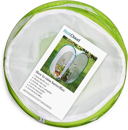 RESTCLOUD Insect and Butterfly Habitat Cage Terrarium Pop-up 12" x 14" Tall