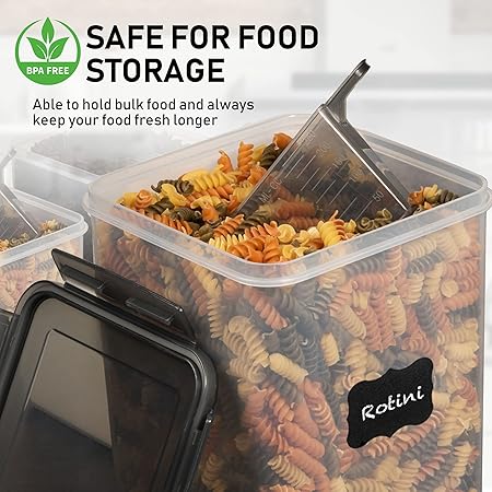 WHITE FEATHER SUPPLIES 2 PC 6.5L  220 Oz Large Flour Sugar Storage Containers - Leak Proof, BPA Free, Clear Plastic Food Storage Containers with Lids Airtight - Bulk Storage for Kitchen and Pantry