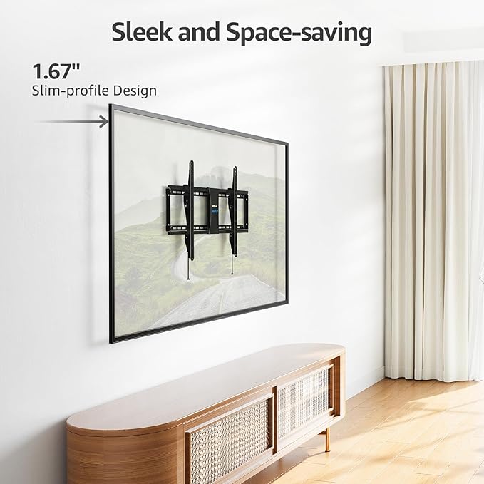 MOUNTUP UL Listed TV Wall Mount, Tilting TV Mount Bracket for Most 37-82 Inch Flat ScreenCurved Low Profile Wall Mount Saving Space Max VESA 600x400mm Hold up to 99 lbs Fit 16" 18" 24" Stud MU0008