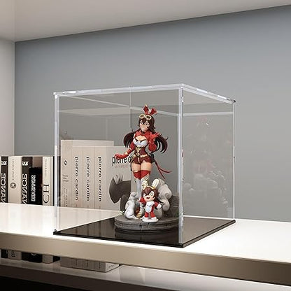 Acrylic Display Case for Collectibles and Toys, Versatile Clear Acrylic Display Box with Black Base for Action Figures and Souvenirs, 9-inch