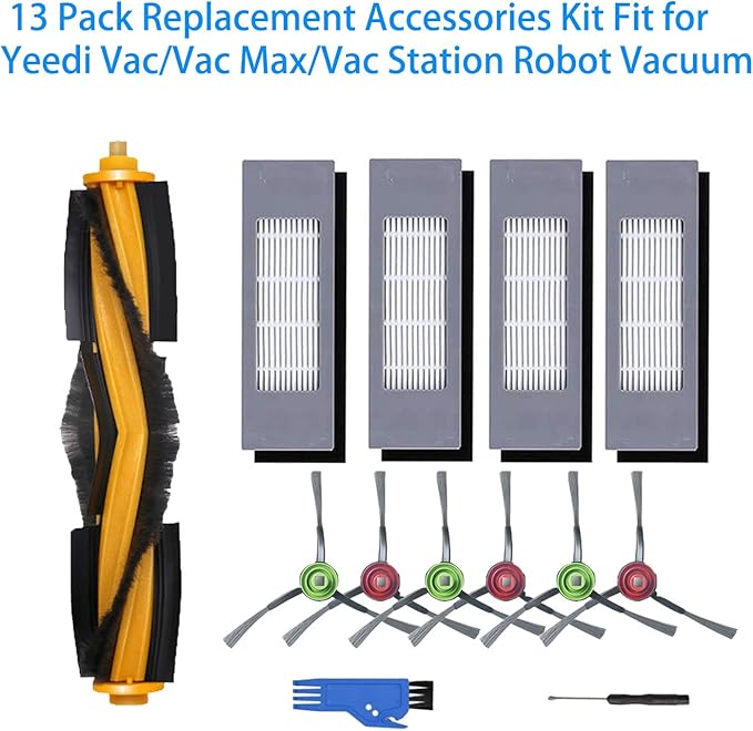 Accessories Kit Fit for Yeedi Vac 2 ProVacVac MaxVac Station Robot Vacuum Replacement parts, 13 Pack