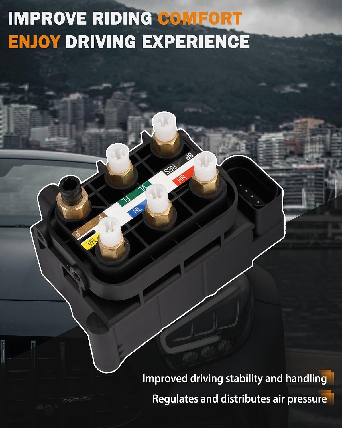 Air Suspension Solenoid Valve Block Compatible with Mercedes-Benz CL550 GL320 GL350 GL450 GL550 GLE400 GLE500 ML250 ML320 ML350 S350 S400 S550 S600 S63 S65 AMG Replace# 2123200358