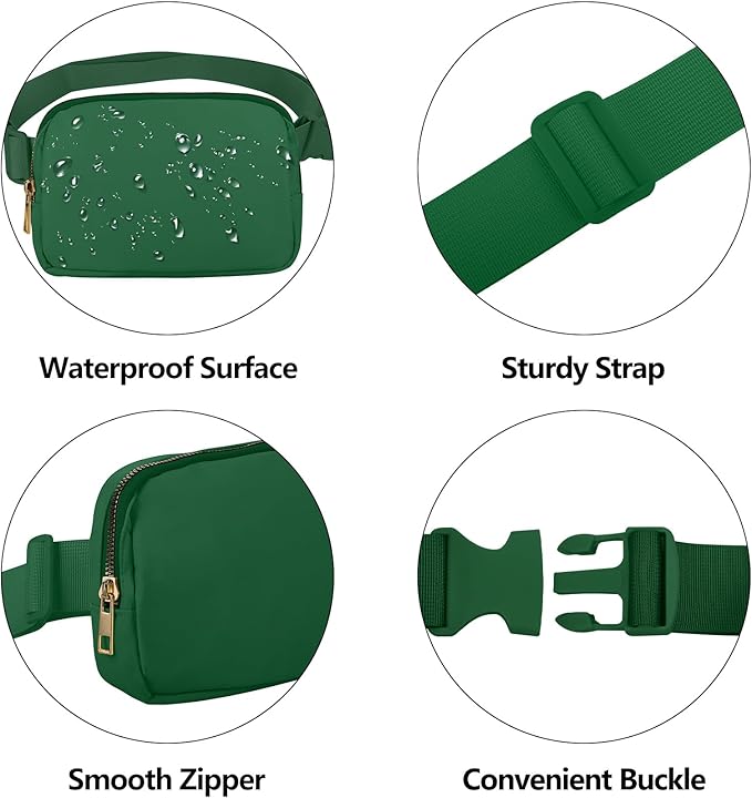 VOROLO Fanny Pack For Women And Men Crossbody Bag Belt Bag with Adjustable Strap Graduation Gifts Deep Green
