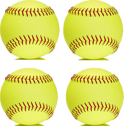 Official Size 12" Softballs - Fastpitch Practice & Training Balls, Leather Covered (pack of 4)
