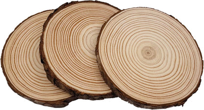 Unfinished Natural with Tree Bark Wood Slices 6 Pcs 5 inch Disc Coasters Wood Coaster Pieces Craft Wood kit Circles Crafts Christmas Ornaments DIY Crafts with Bark for Crafts Rustic Wedding