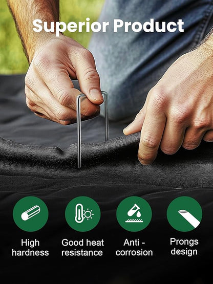 GROWNEER Landscape Staples 100 Packs 6 Inches Heavy Duty 11 Gauge Galvanized Steel Garden Stakes, Garden Staples Securing Pegs for Securing Weed Fabric Landscape Fabric Netting Ground Sheets  Fences