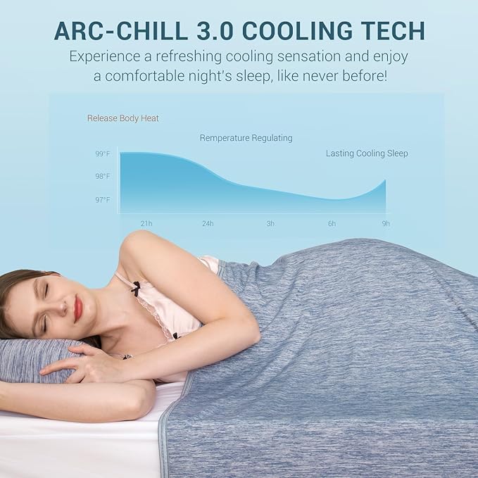 Elegear Revolutionary Cooling Blanket Queen Absorbs Heat to Keep Body Cool for Night Sweats, Arc-Chill Cool 3.0 Fiber Q-Max0.5 for Hot Sleepers, Lightweight Summer Cold Blankets for Sleeping, Blue