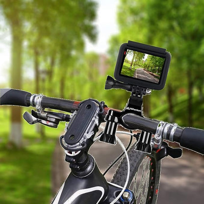 Bicycle Bike Handlebar Mount Adapter for GoPro Hero 13 12 11 10 9 8 7 6 5 4 3 2 1  Fusion Session Black Silver EK7000 Sjcam Seatpost Pole Clamp  3 Way Adjustable Pivot Arm for Action Cameras