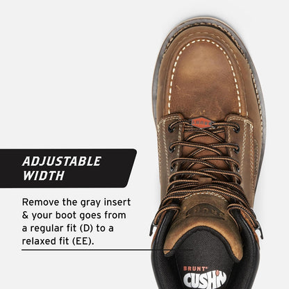 Welted (Soft Toe) - 6" Waterproof Moc Toe Wedge Work Boot - Goodyear Welt Construction - EH & ESR Rated - Oil & Slip Resistant - Adjustable Width System