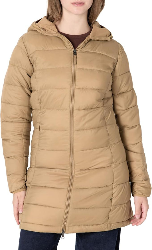 Essentials Women's Lightweight Water-Resistant Packable Hooded Puffer Coat (Available in Plus Size)