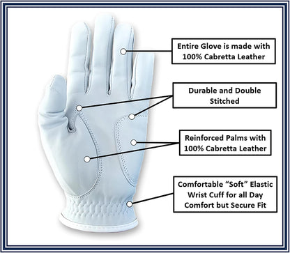 Funny Golf Glove - Premium 100% Cabretta Leather Shocker Golf Gloves Golf Attire and Essentials for Men Fun Golfer Gag Gift Right Left Han