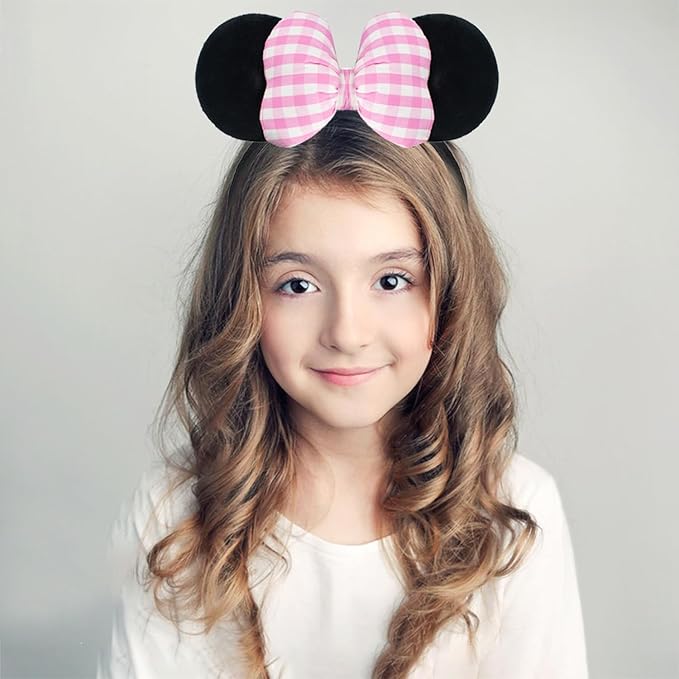 JIAHANG Mouse Ear Headband with 3D Cotton Bow, Velvet Hairband Party Decoration Headwear Hair Accessories for Women Girls