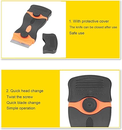 Razor Blade Scraper 2pcs 2-in-1 Scraper Tool ABS Razor Scraper Multi Purpose Cleaning Scraper Tool Double Edged Putty Knives for Removing Decals Stickers Paint